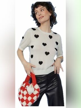 Gray Black Hearts Top